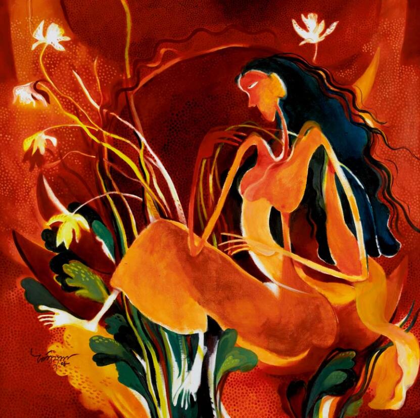 苏菲的欢乐-法里达·扎曼 (孟加拉) / 丙烯画 / 120cm×120cm