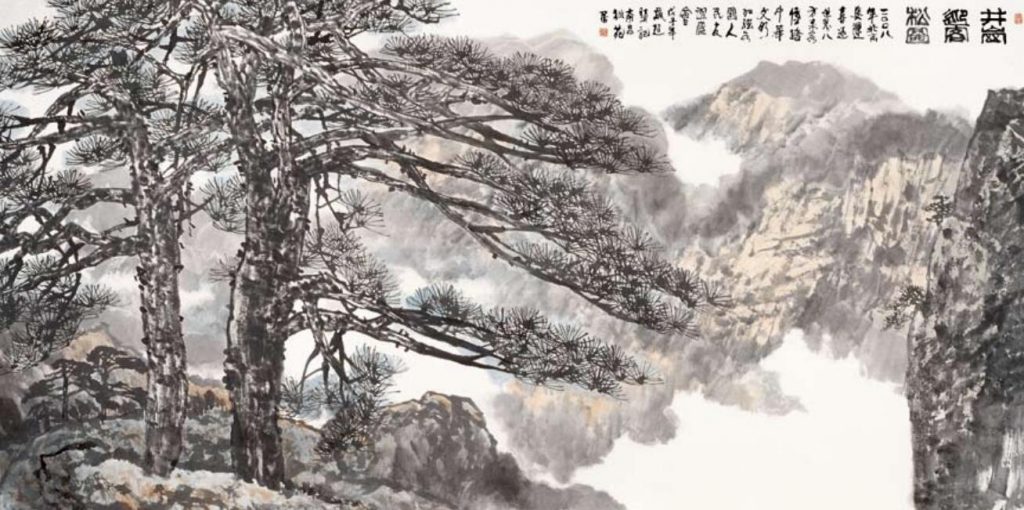 井岗迎客松图 蔡超 / 248cm×124cm