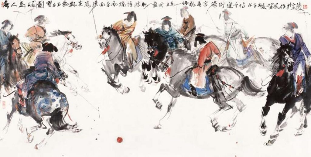 唐人马球图 贺成 / 248cm×124cm